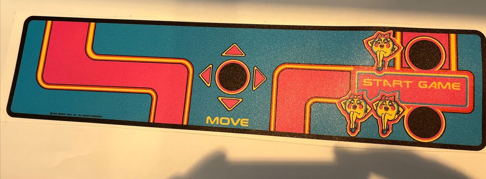 1981 MS PAC MAN CPO Arcade Control Panel Overlay Upright Game