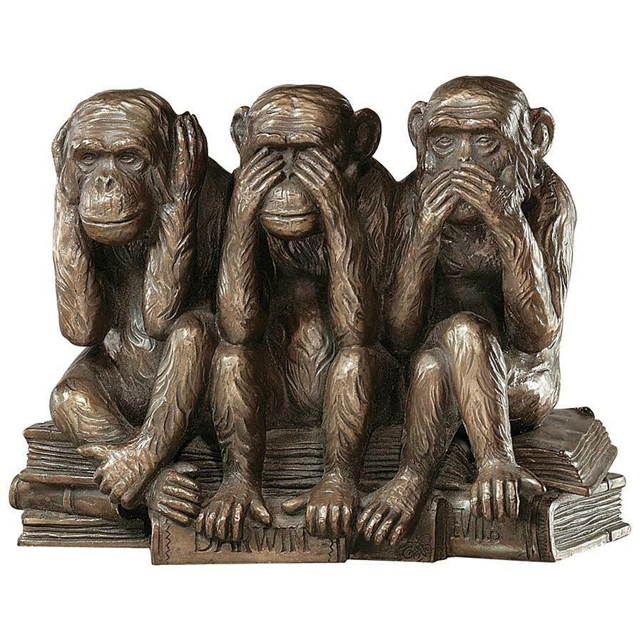 Hear See Speak No Evil Trio of Chimpanzees Victorian Era Replica Monkey Statue