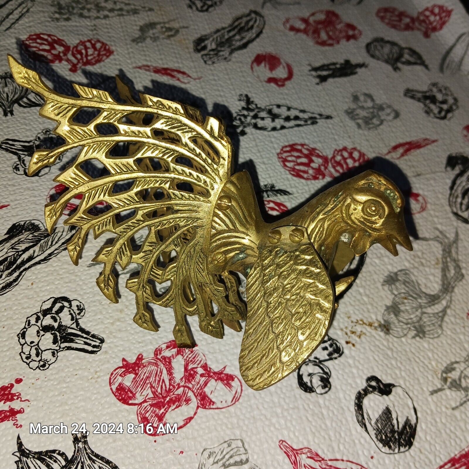 Vintage Brass  Rooster Game Cock Figureine 