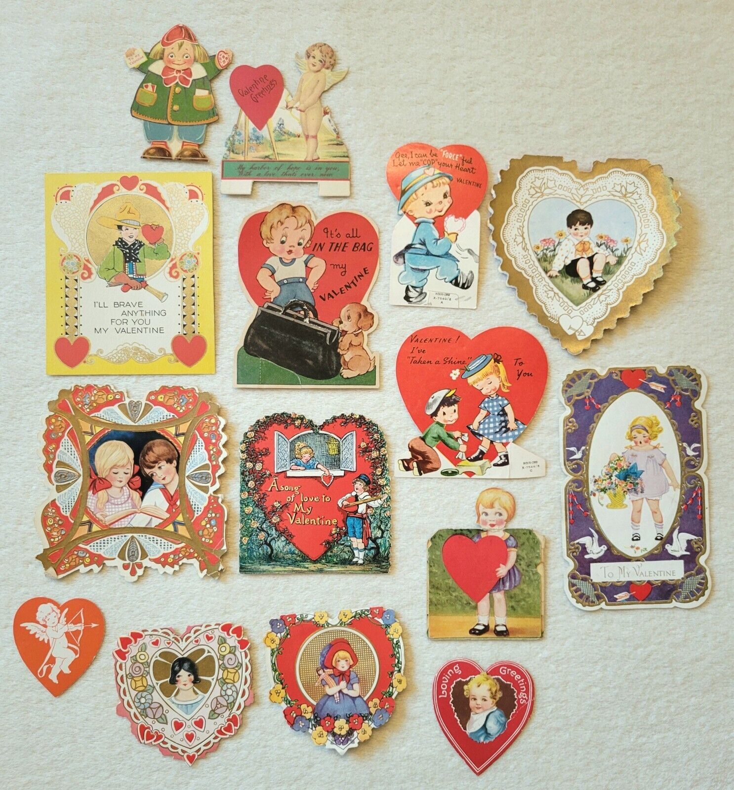 Vintage Valentines Die Cut 15 Pc LOT 8 - Used \'20s \'30s Ephemera Whitney Germany