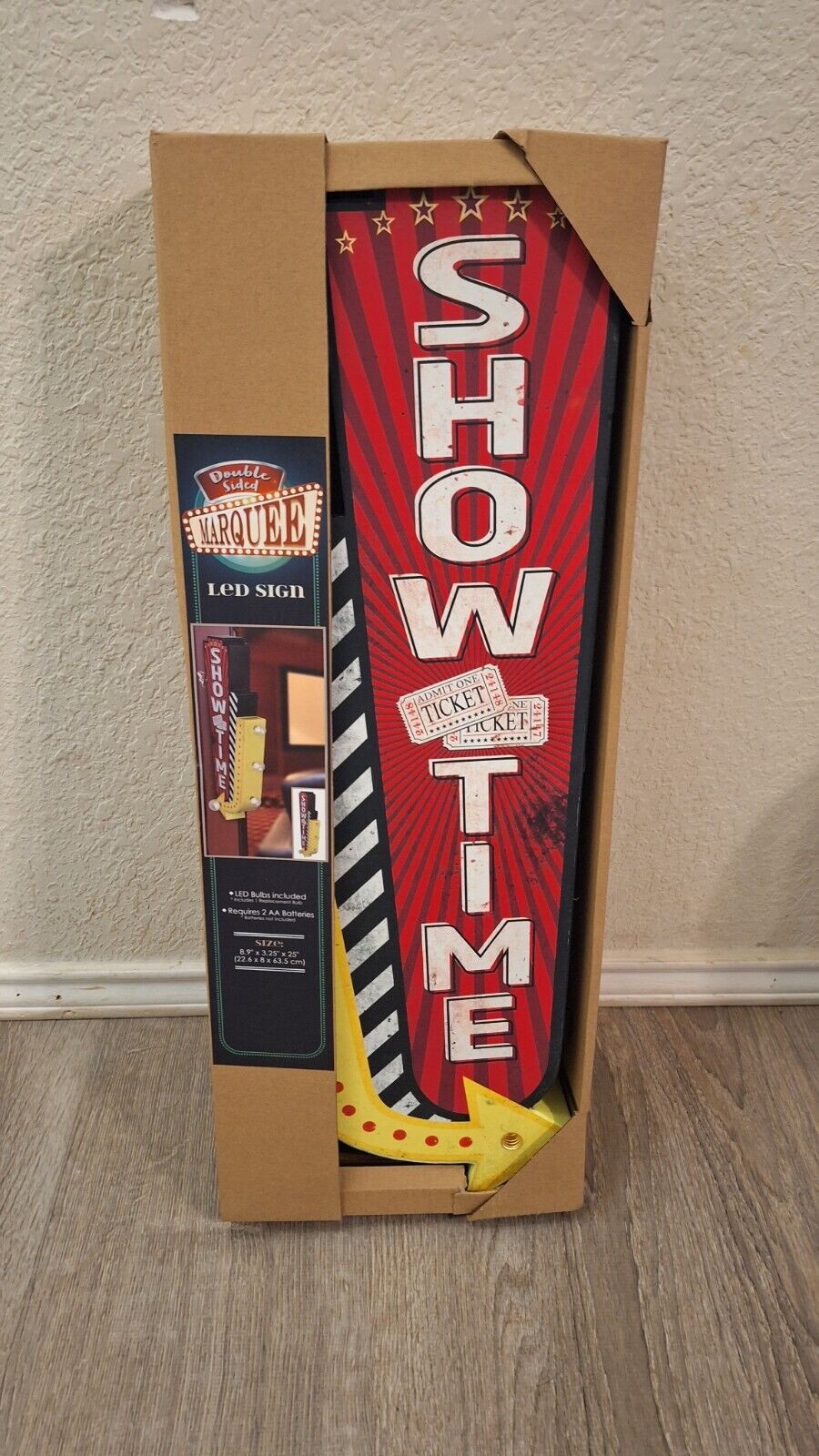 SHOWTIME Light-Up LED Wall Home Cinema Movie Theater Vintage Antique Style Sign