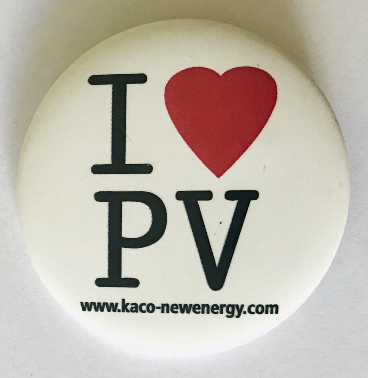 I Love PV Photovoltaic Solar Panels Kaco New Energy Badge Pin Vintage (L42)