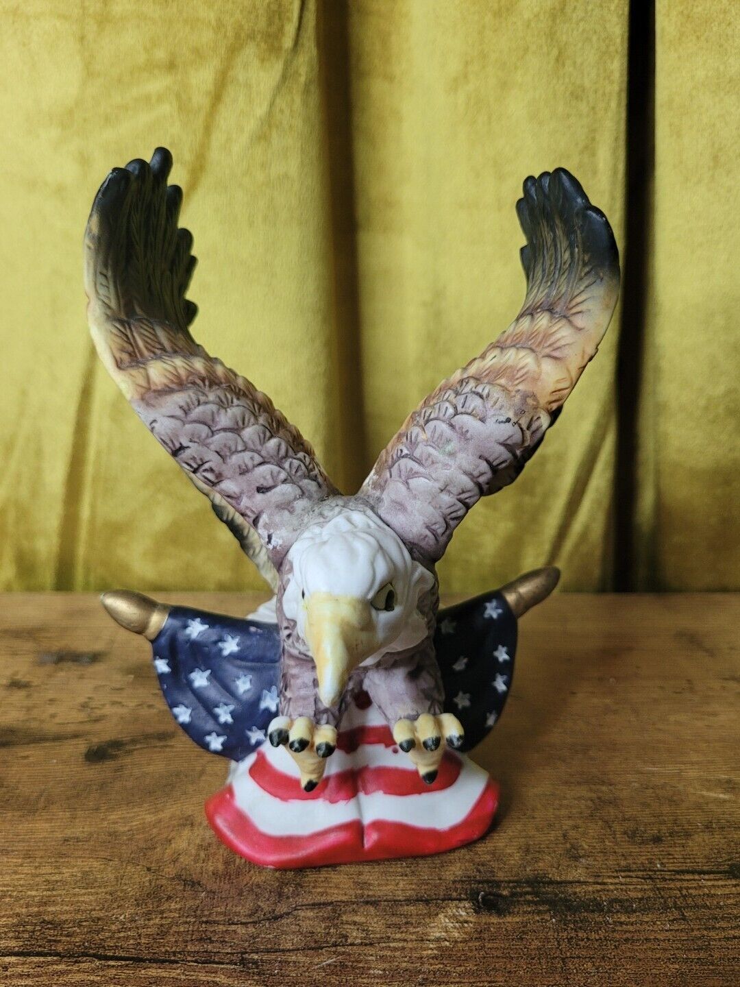 Bald Eagle Statue with American Flags