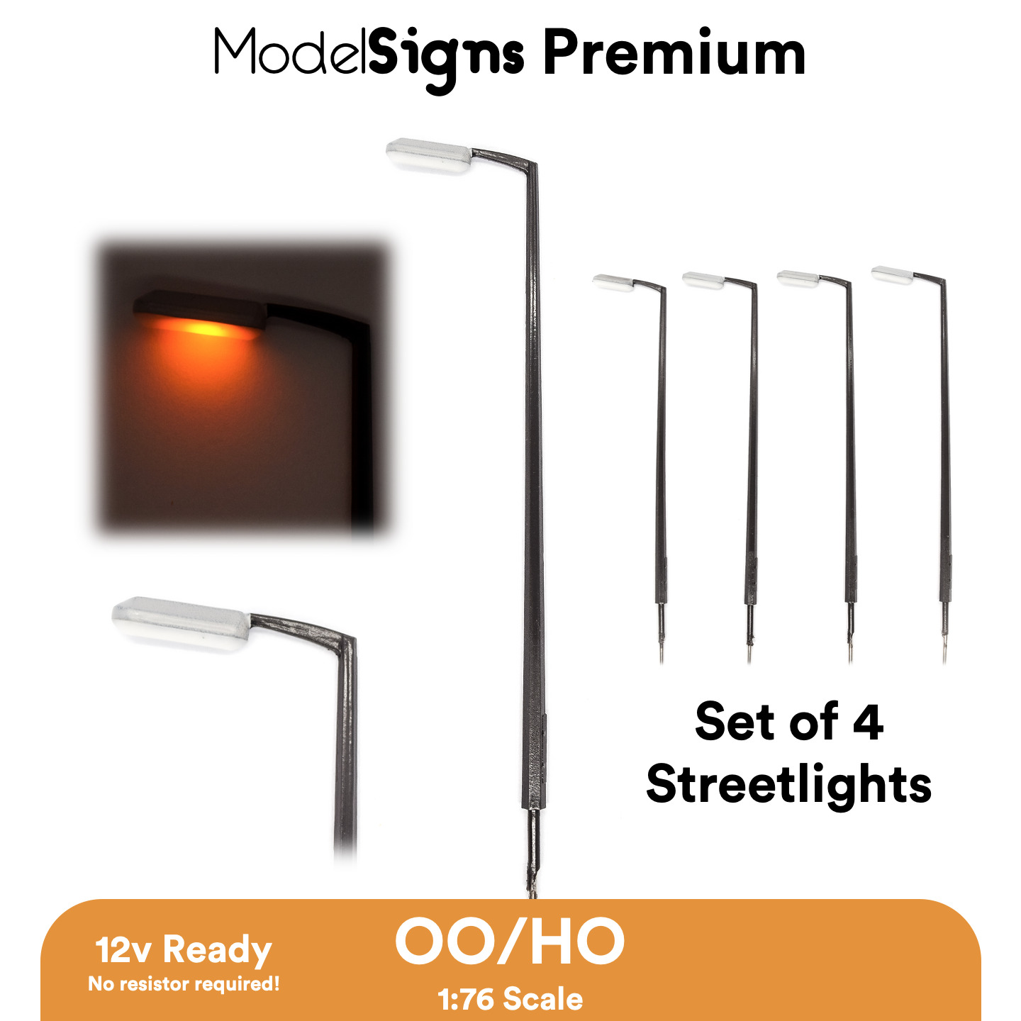 ModelSigns Premium Set of 4 Concrete Style Streetlights Lamppost OO HO Railway
