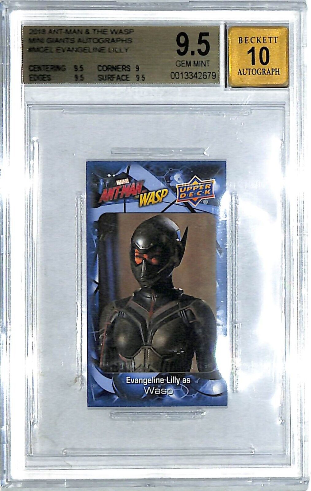 2018 Marvel Ant-Man & The Wasp Mini EVANGELINE LILLY Card Graded BGS 9.5 Auto 10