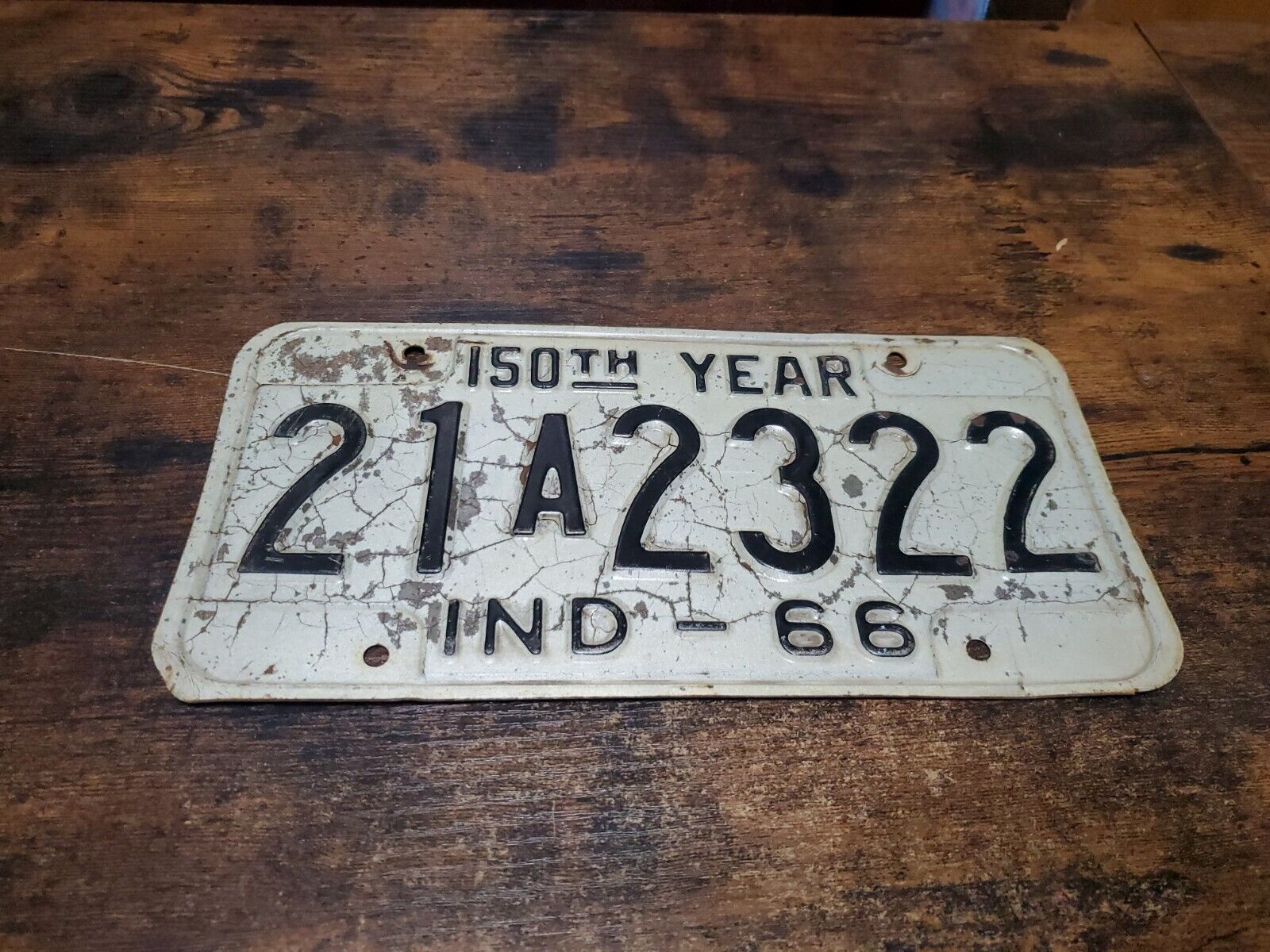 Original 1966 Indiana license plate 