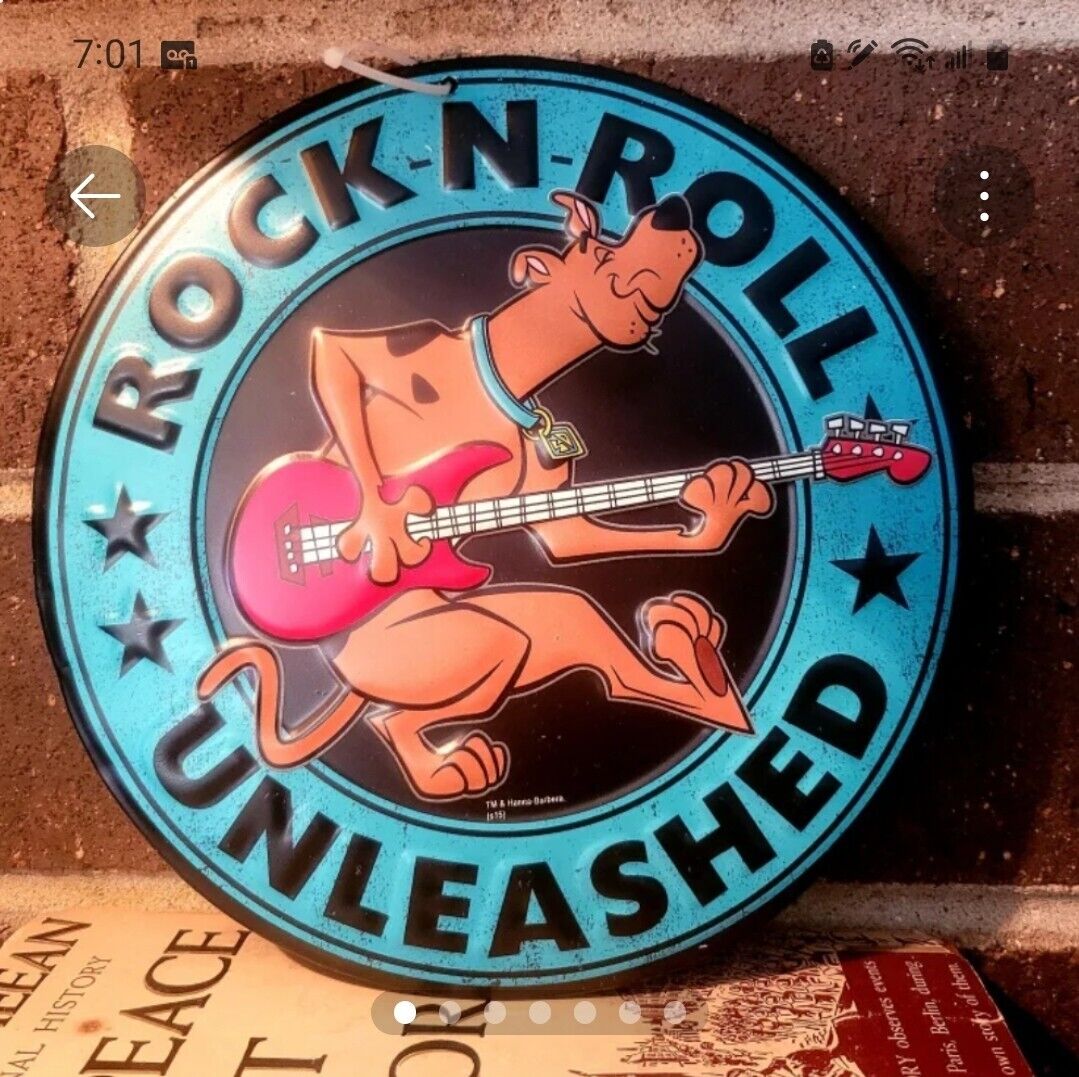 Vintage rare Scooby-Doo  rock n roll tin Plaque
