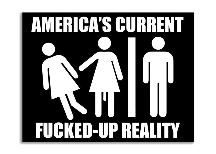 3x4 inch America's Current F**ked-Up Reality Sticker (trans gender decal vinyl)