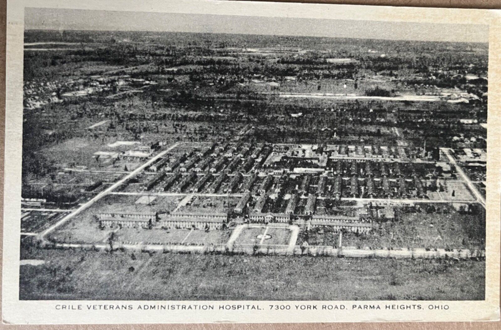 Parma Heights Ohio Aerial View Veterans Admin Hospital Vintage Postcard c1960