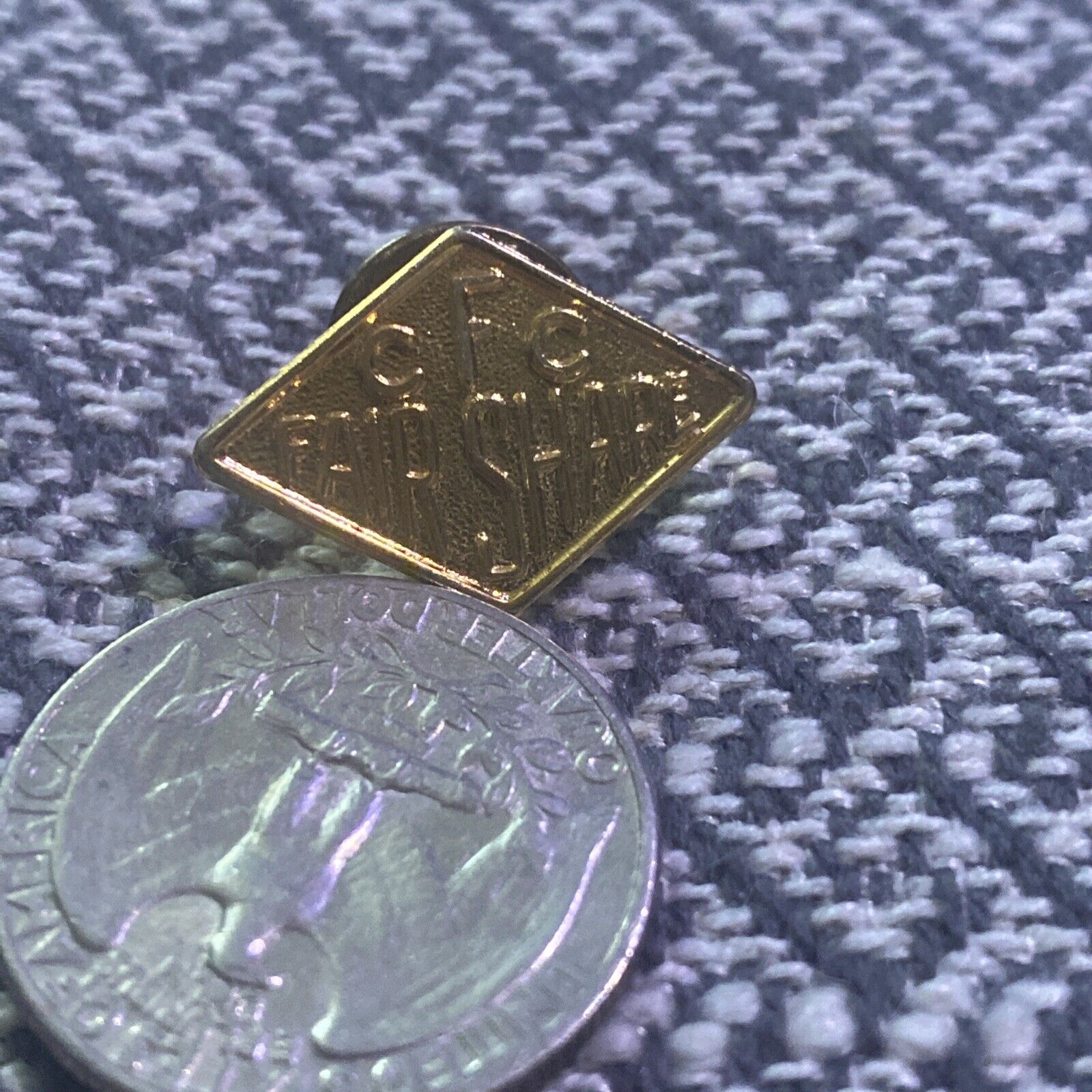 Vintage CFC Fair Share Gold Tone Diamond Shaped Pin Hat Lapel 7/8