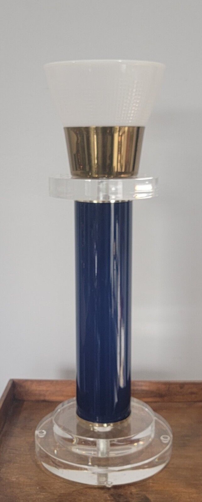 Vintage Bauer Clearlite Blue Clear Lucite Torchiere Table Lamp