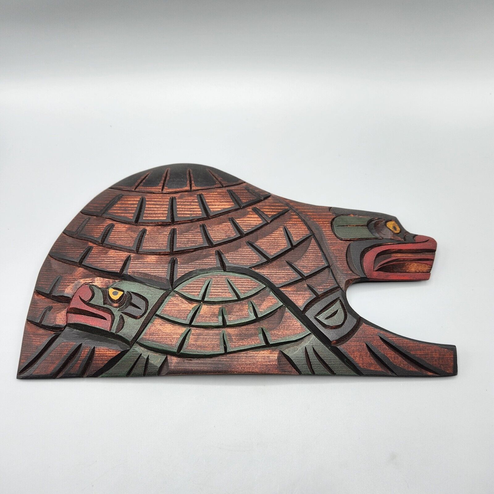 Kwakiutl Turtle Parent + Baby Carved Wood Art Demsey Willie Gilford Isl BC PNW