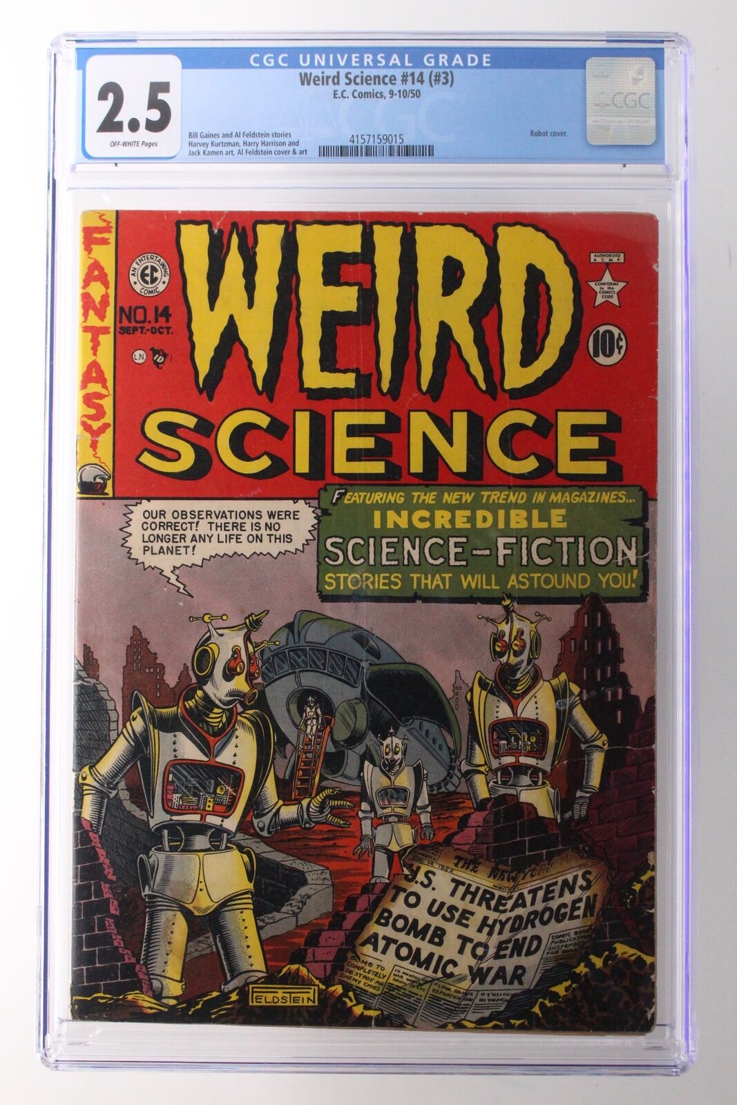 Weird Science #14 (#3) - EC 1950 CGC 2.5 Robot cover.