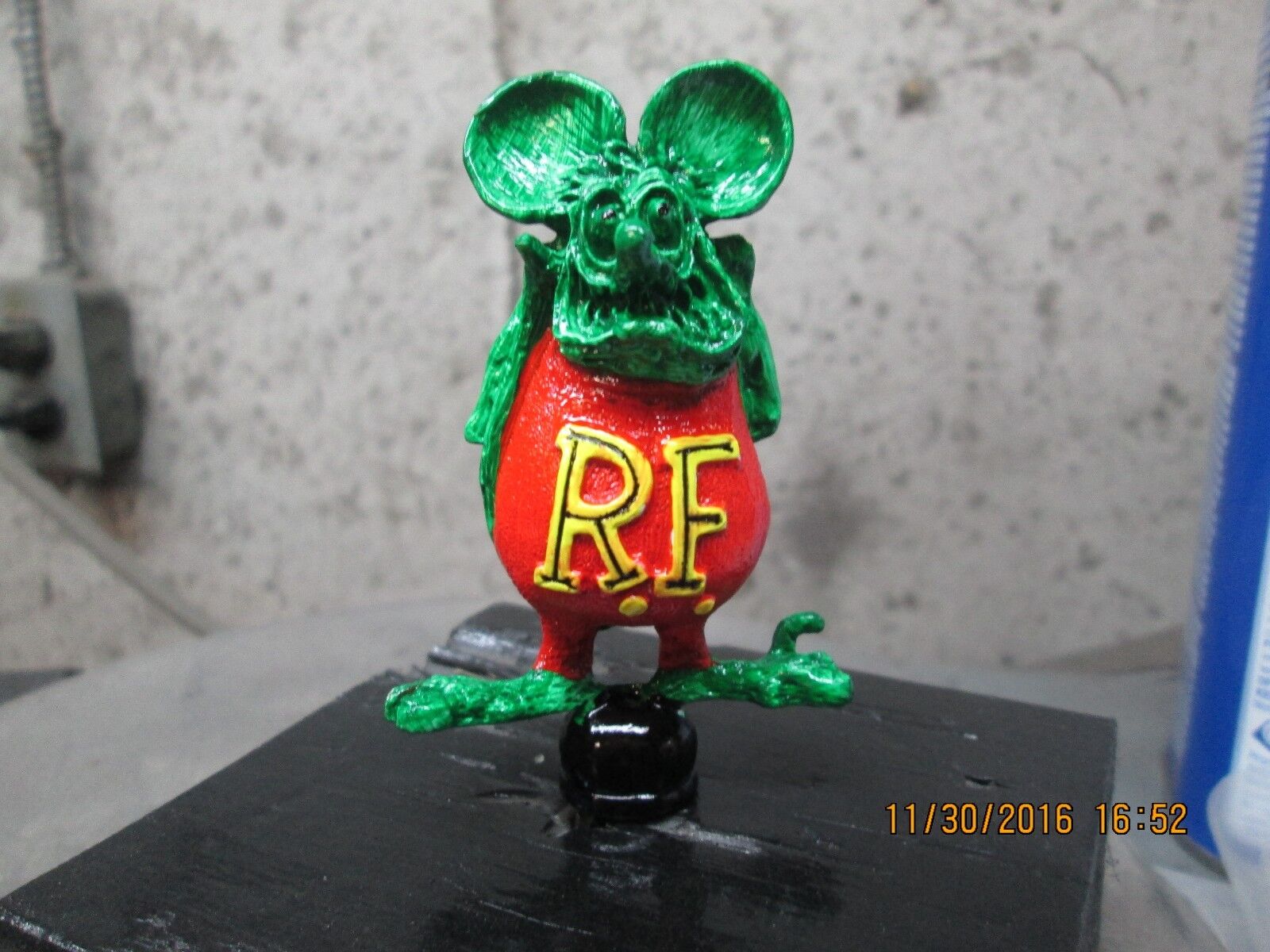  rat fink vintage rare ed roth hand painted  ratrod hotrod car hood ornament 