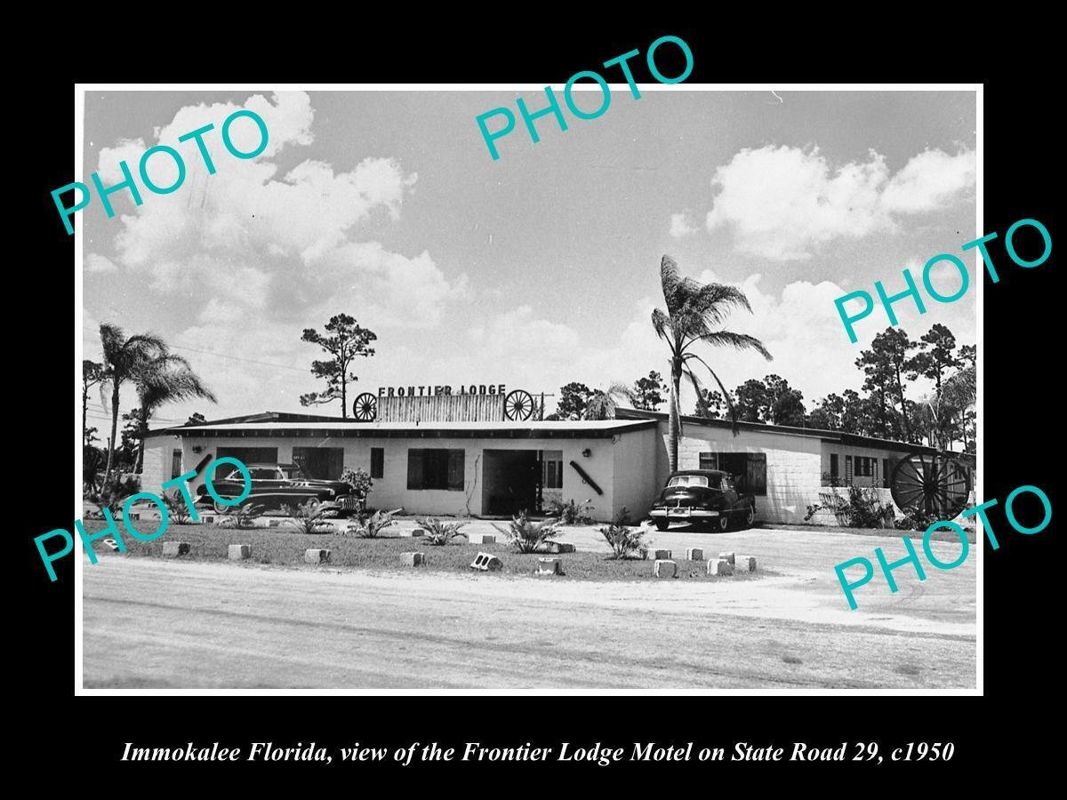 OLD 8x6 HISTORIC PHOTO OF IMMOKALEE FLORIDA THE FRONTIER LODGE MOTEL c1950