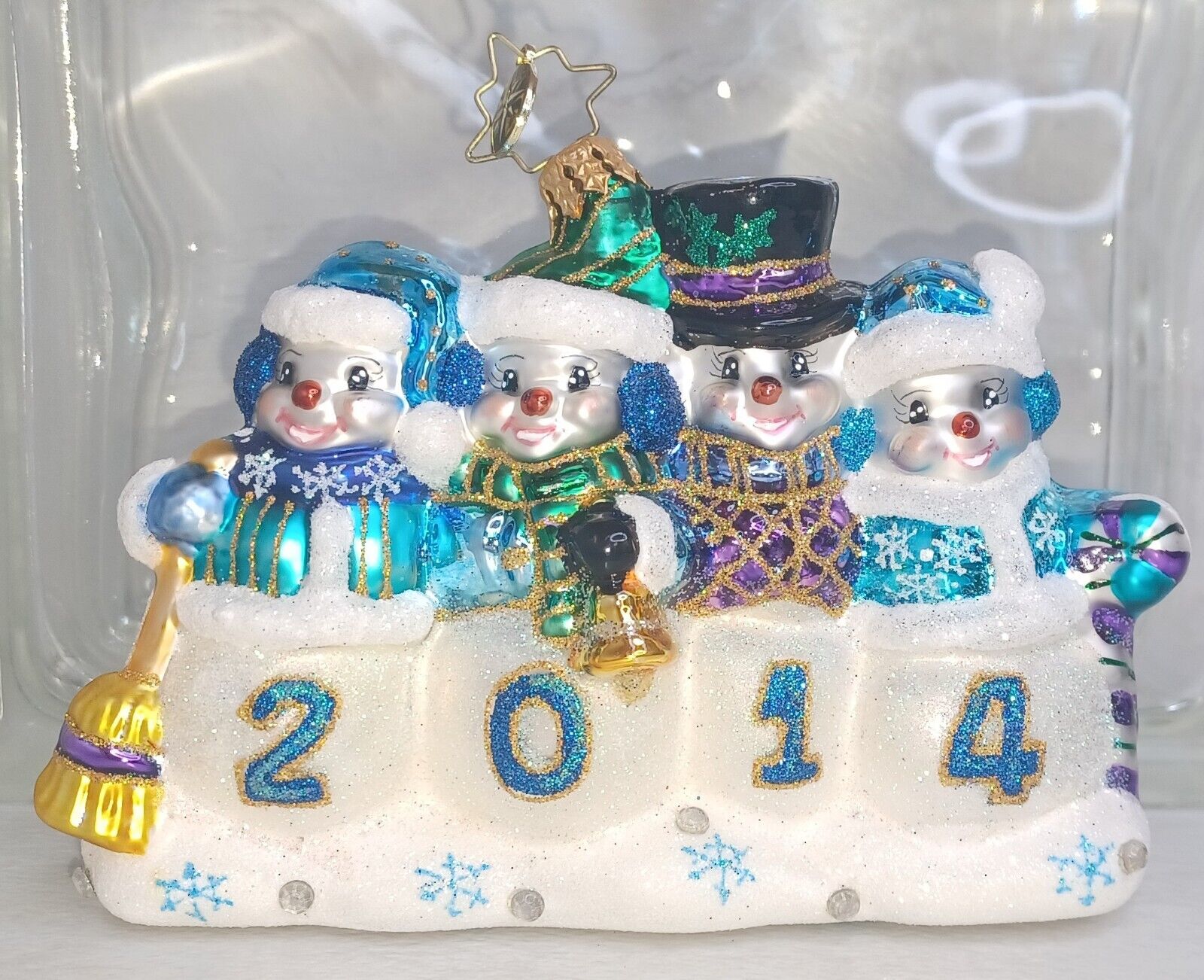 Radko A Snow-mazing Year Jeweled Snowman Ornament 1017156 Retired 2014