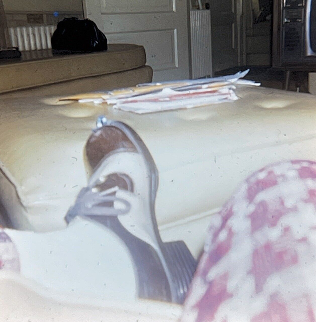 Vtg 1960s Abstract 35MM Slide Mens Platform Shoe Houndstooth Polyester Pants