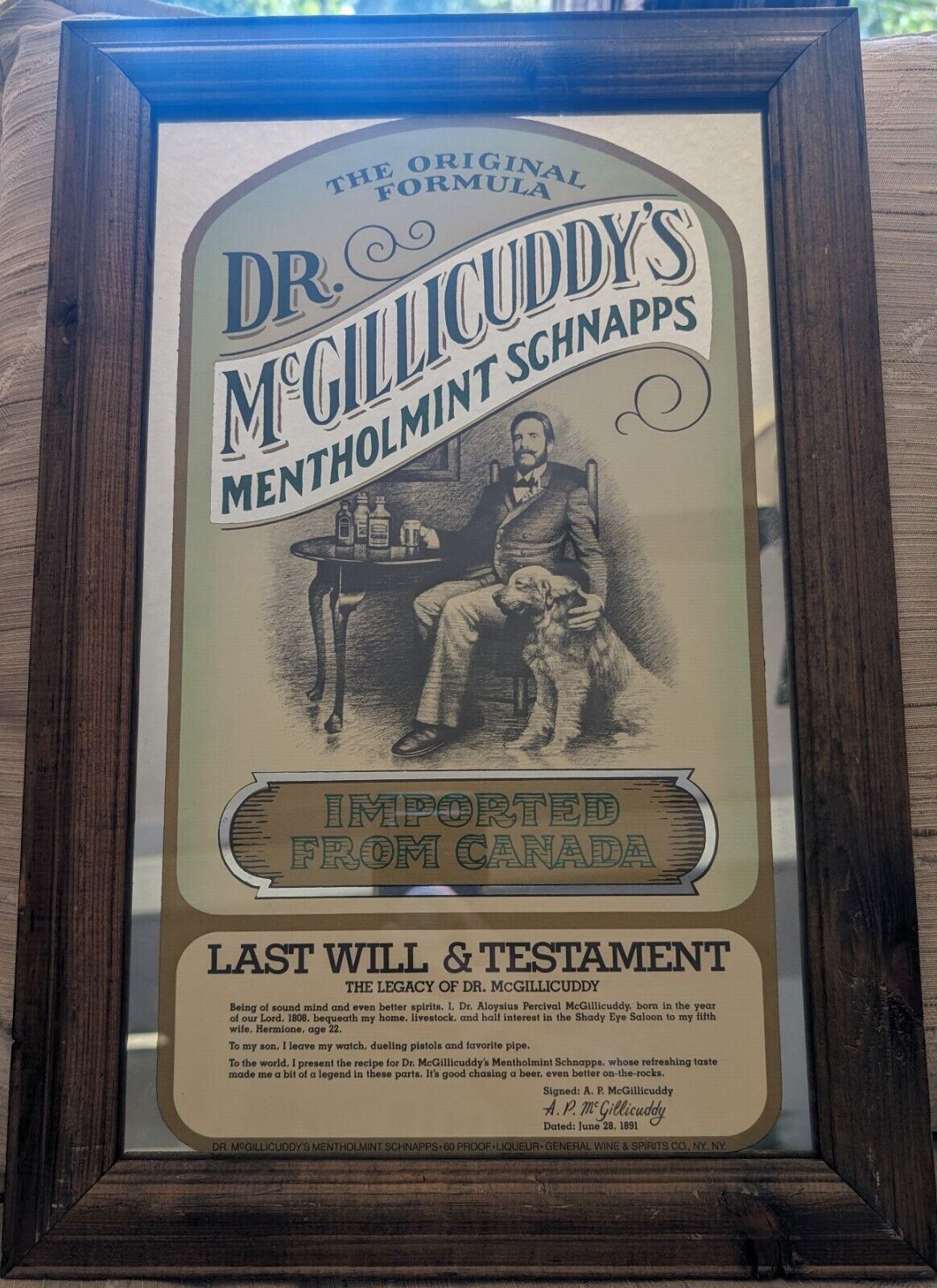 Dr McGillicuddy\'s Menthol Mint Schnapps Bar Mirror 18.5 x 12.5\
