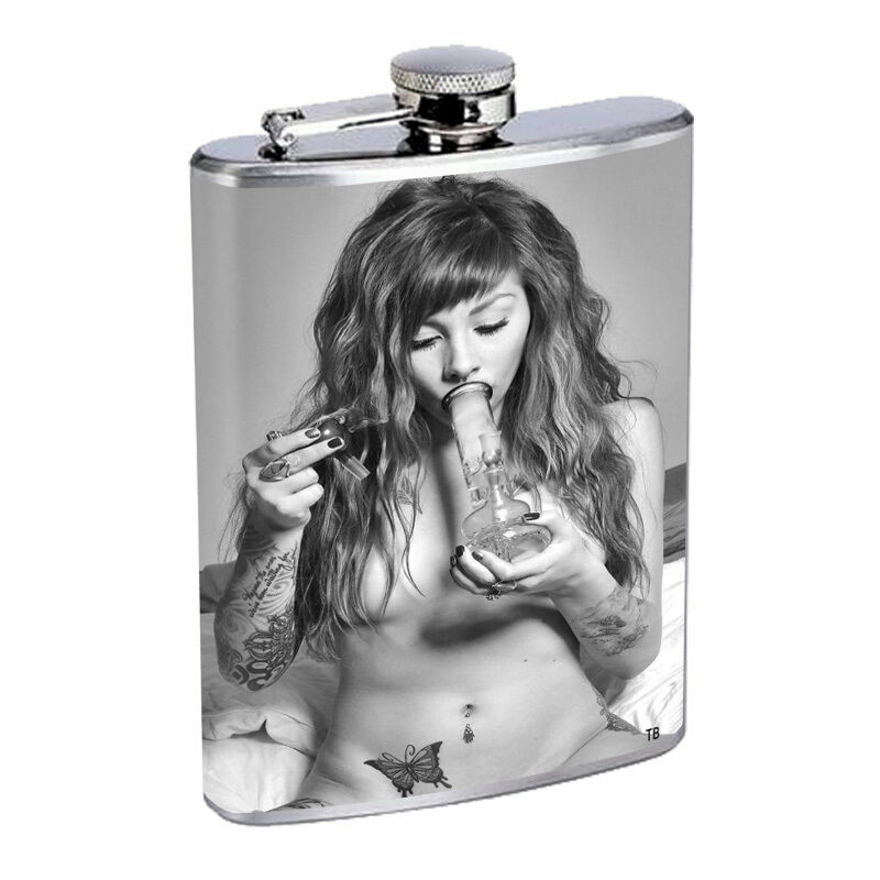 Tattoo Girl Flask D4 8oz Hip Stainless Steel Drinking Whiskey Leaf Hot New