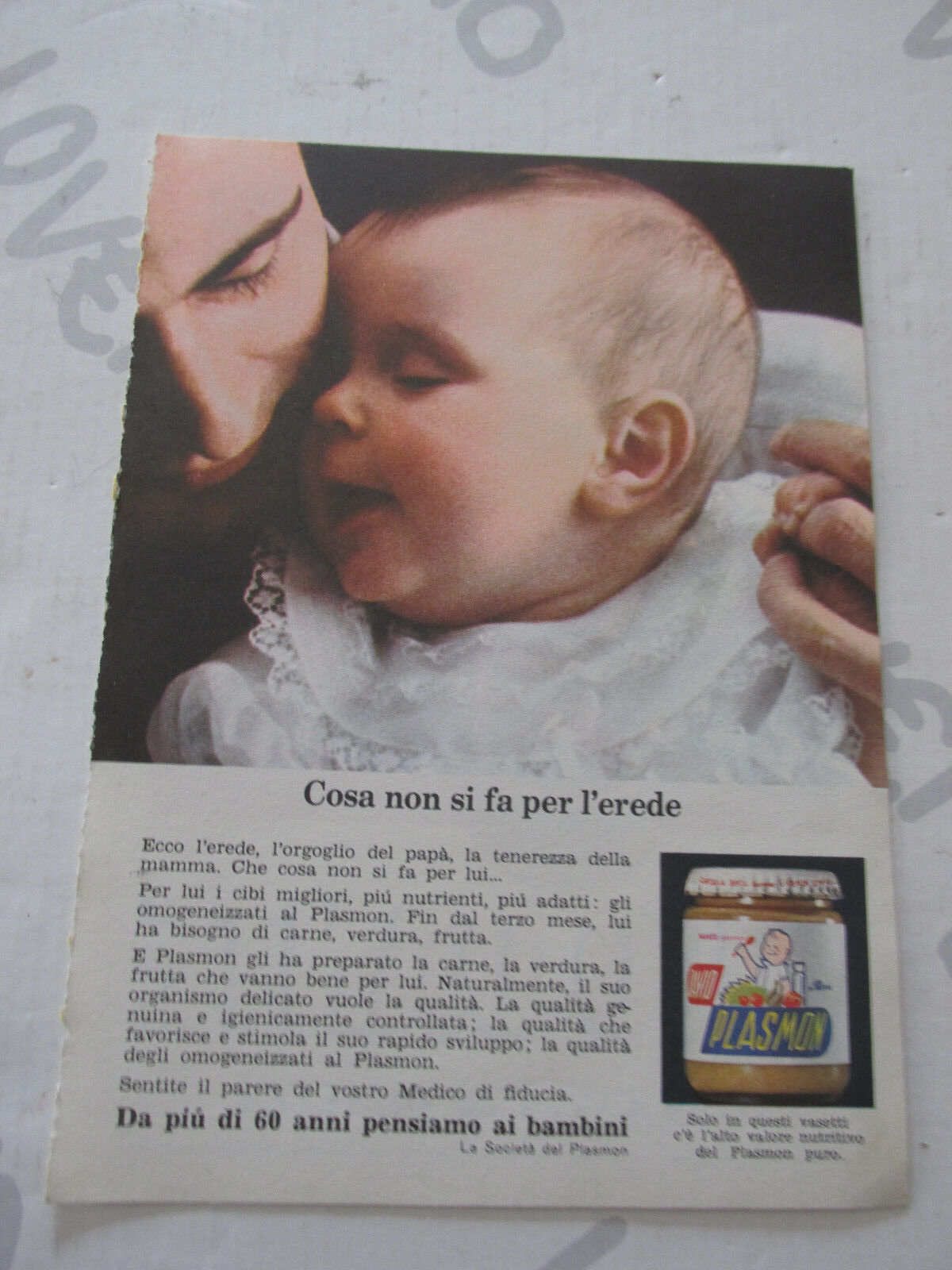 Advertising On Page Original Years 50/60 Advertising Vintage Plasmon And Dante