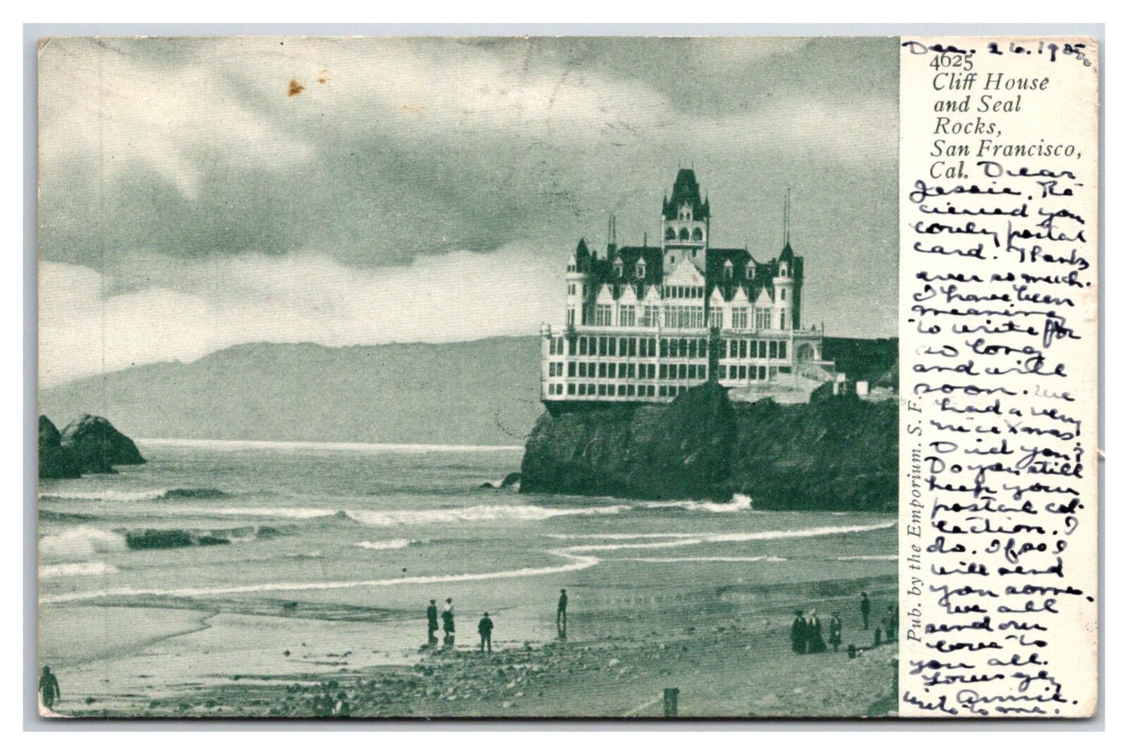 1906 Cliff House & Seal Rocks, Beach, San Francisco, CA Vintage Postcard