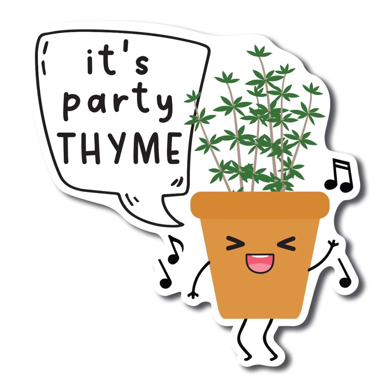 It's Party Thyme Cute Funny Plant Succulent Magnet Decal, 5 inches