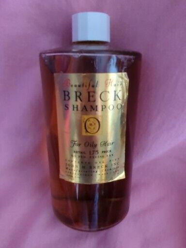 Vintage Beautiful Hair  Breck Shampoo for Oily Hair 16 oz Pint Glass Bottle New
