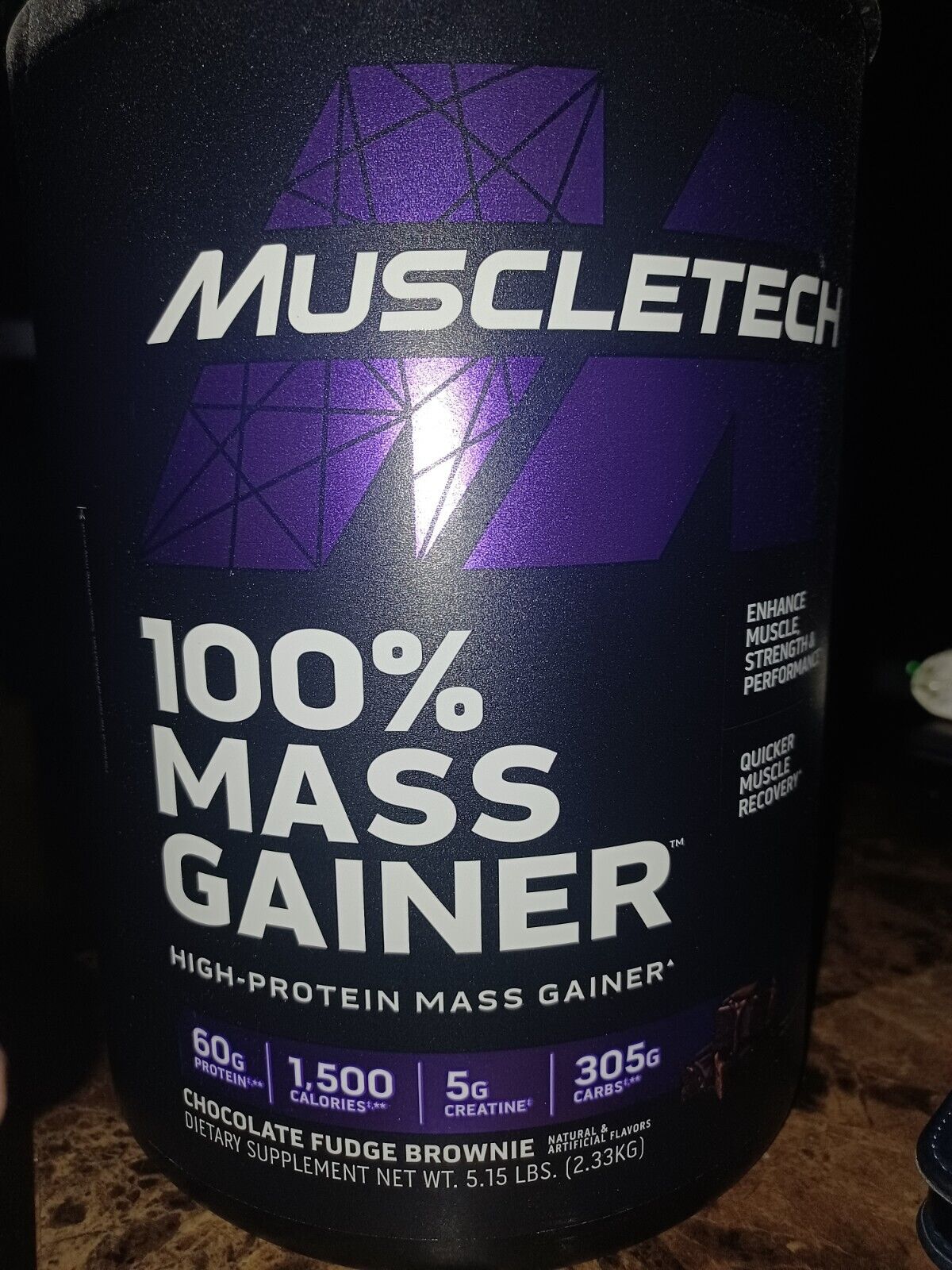 Empty 100% Mass Gainer Muscletech Protein Shake Container 9 in Tall 6 in Wide