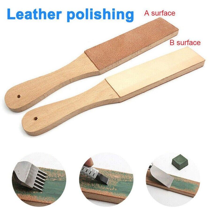 Wooden Dual Sided Leather Blade Strop Tool Supply Razor Sharpener Polishing A833