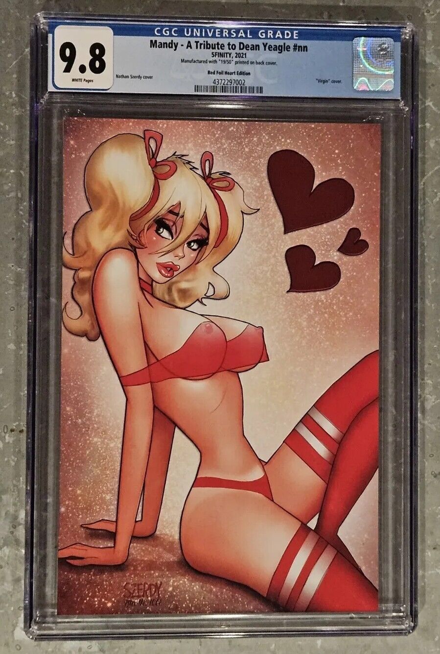 CGC 9.8 Mandy: Tribute Dean Yeagle #1 SZERDY Red Foil Heart Variant #19/50