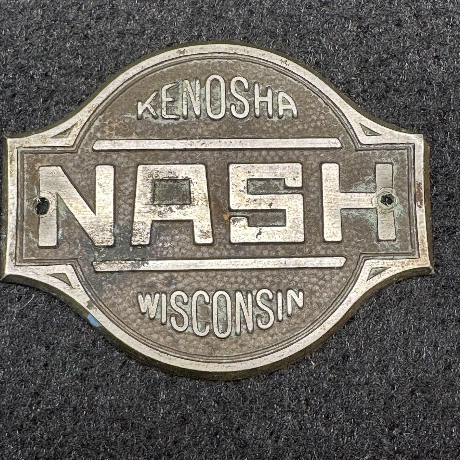 RARE NASH Kenosha Wisconsin Radiator Badge Metal Vintage Trim Sign Emblem Auto