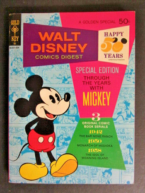 Walt Disney Comic Digest #40 (Gold Key 1973) 50 years, Mickey Mouse, PB, J32