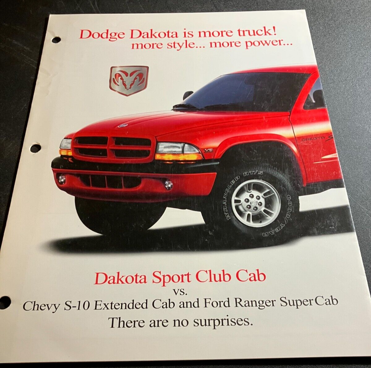 1997 Dodge Dakota vs Chevy Ford Comparison Test - Vintage 8-Page Sales Brochure