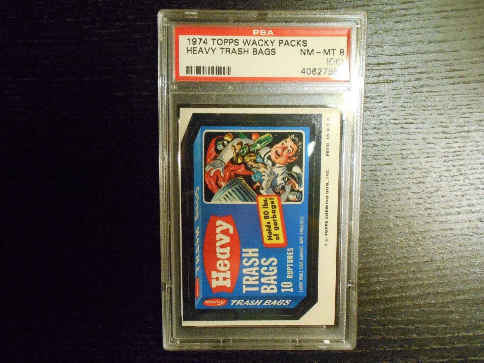 1974 Topps WACKY PACKAGES Series 10 Heavy Trash Bags PSA 8 o/c (NM-MINT) 💎