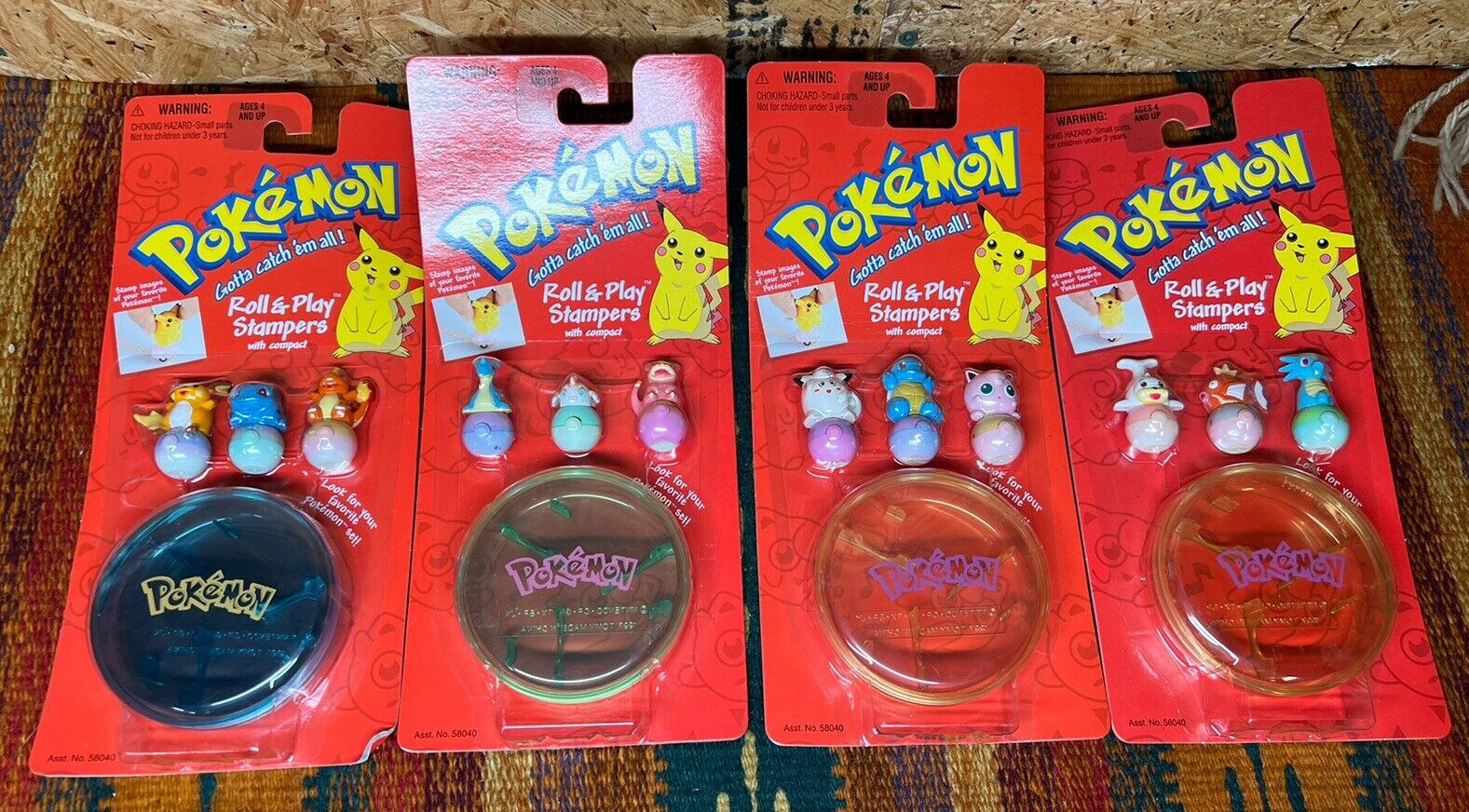 Vintage 1999 Pokemon Roll & Play Stampers Stamps Set Of 4 SEALED BRAND NEW