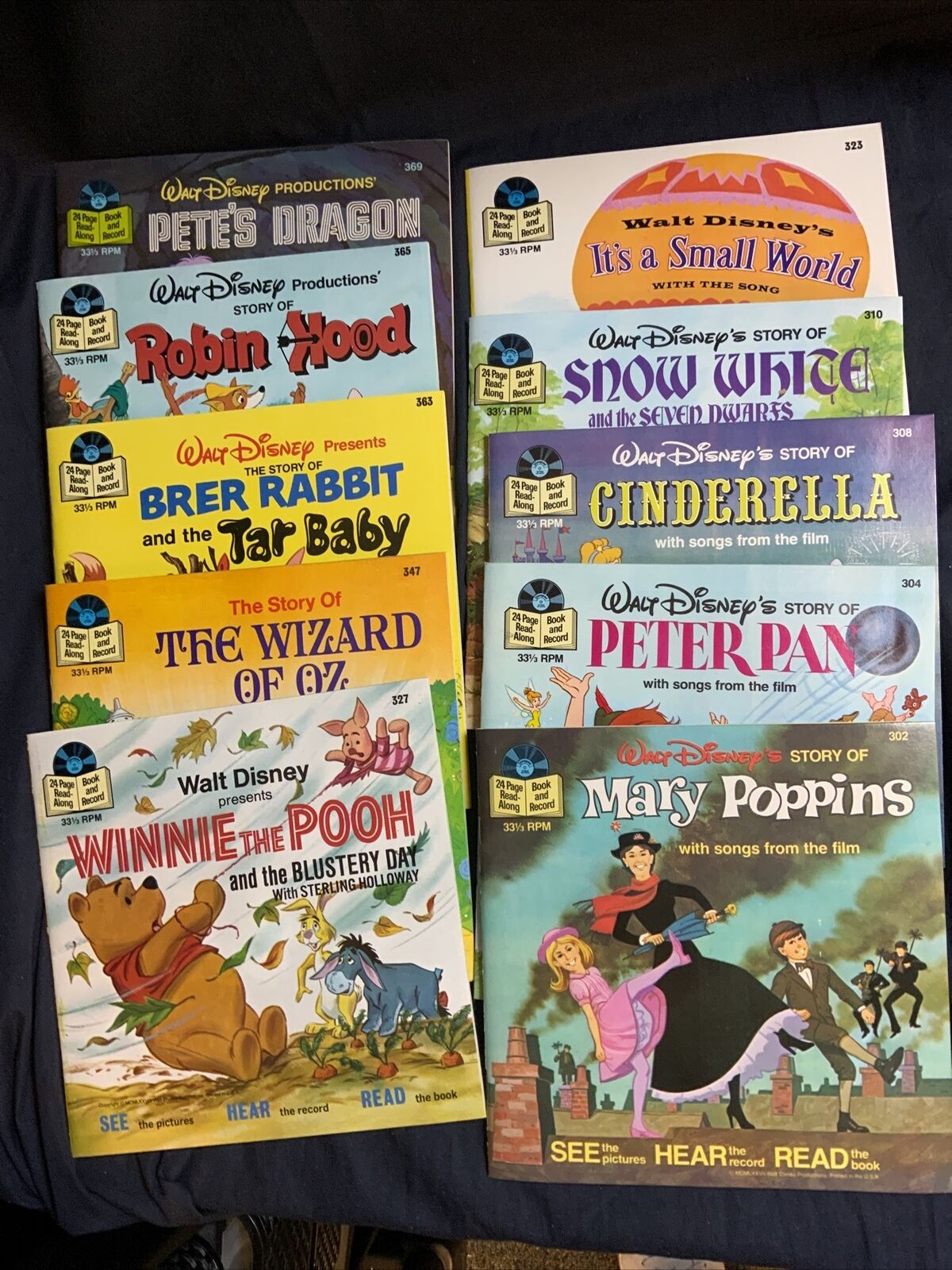 10 NEW Vintage 1977 Disney 33RPM Records And Books 
