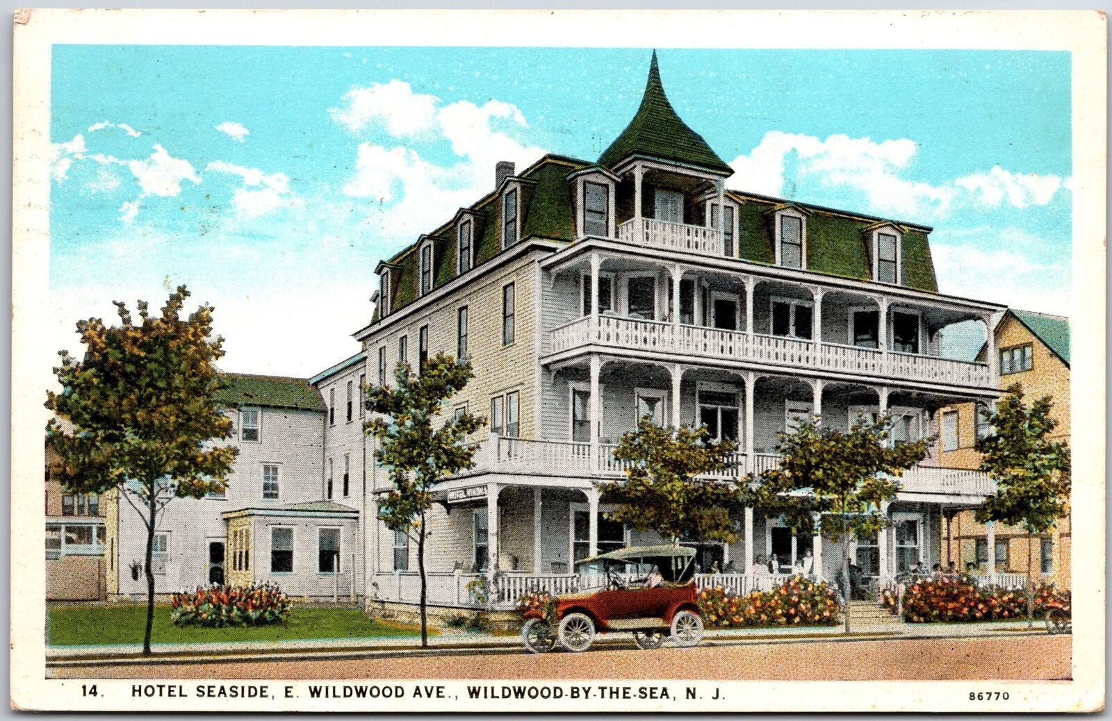 1929 Hotel Seaside Wildwood By The Sea New Jersey NJ Roadway Posted Postcard