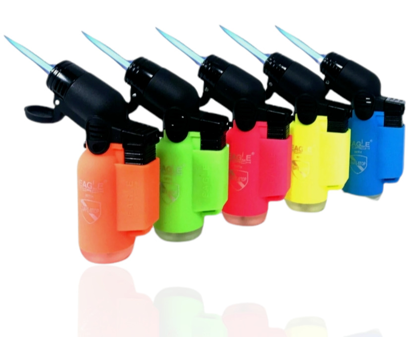 Eagle Torch 45 Degree Jet Flame Refillable Torch Lighter (Neon Colors) - 5 Pack