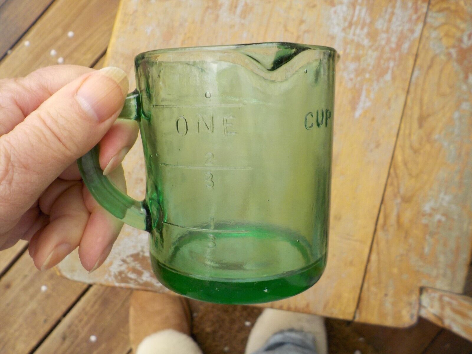 Green Depression Glass Measuring One Cup Perfect