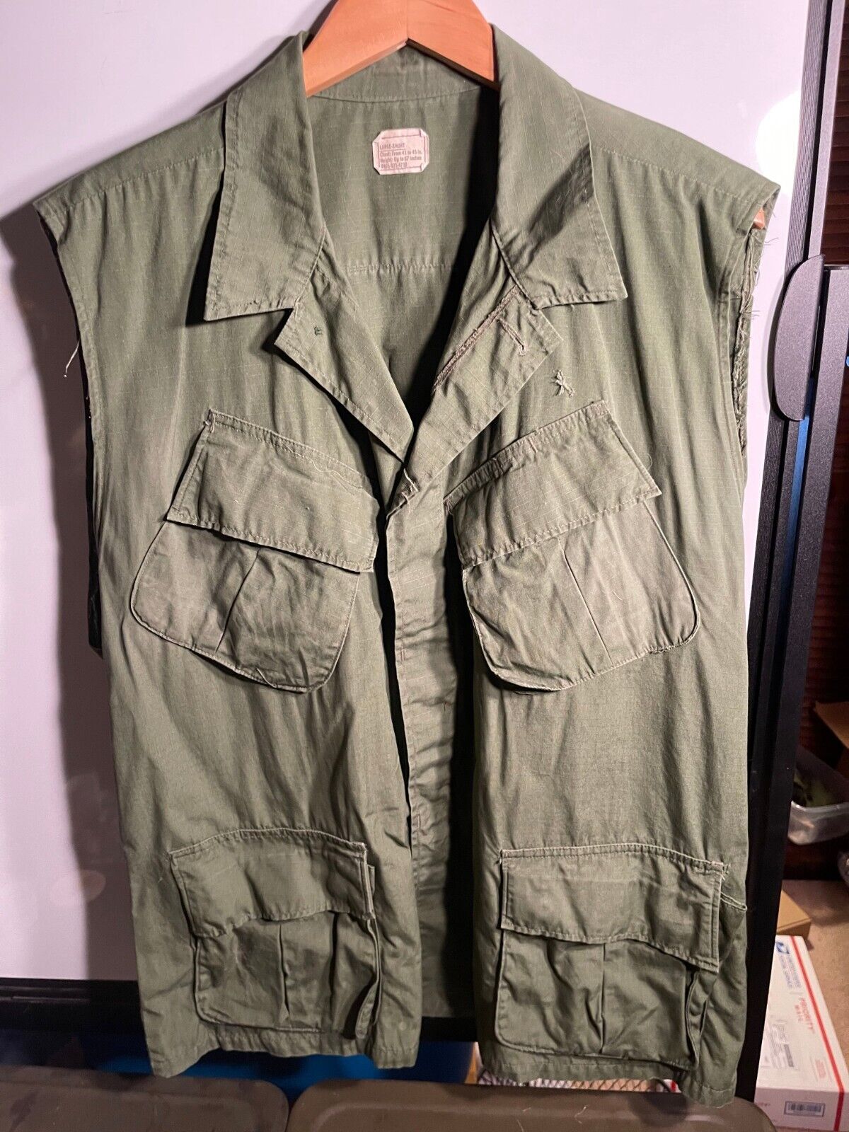 Vietnam 1969 Wind Resistant Rip Stop Custom Coat Vest - Large Short