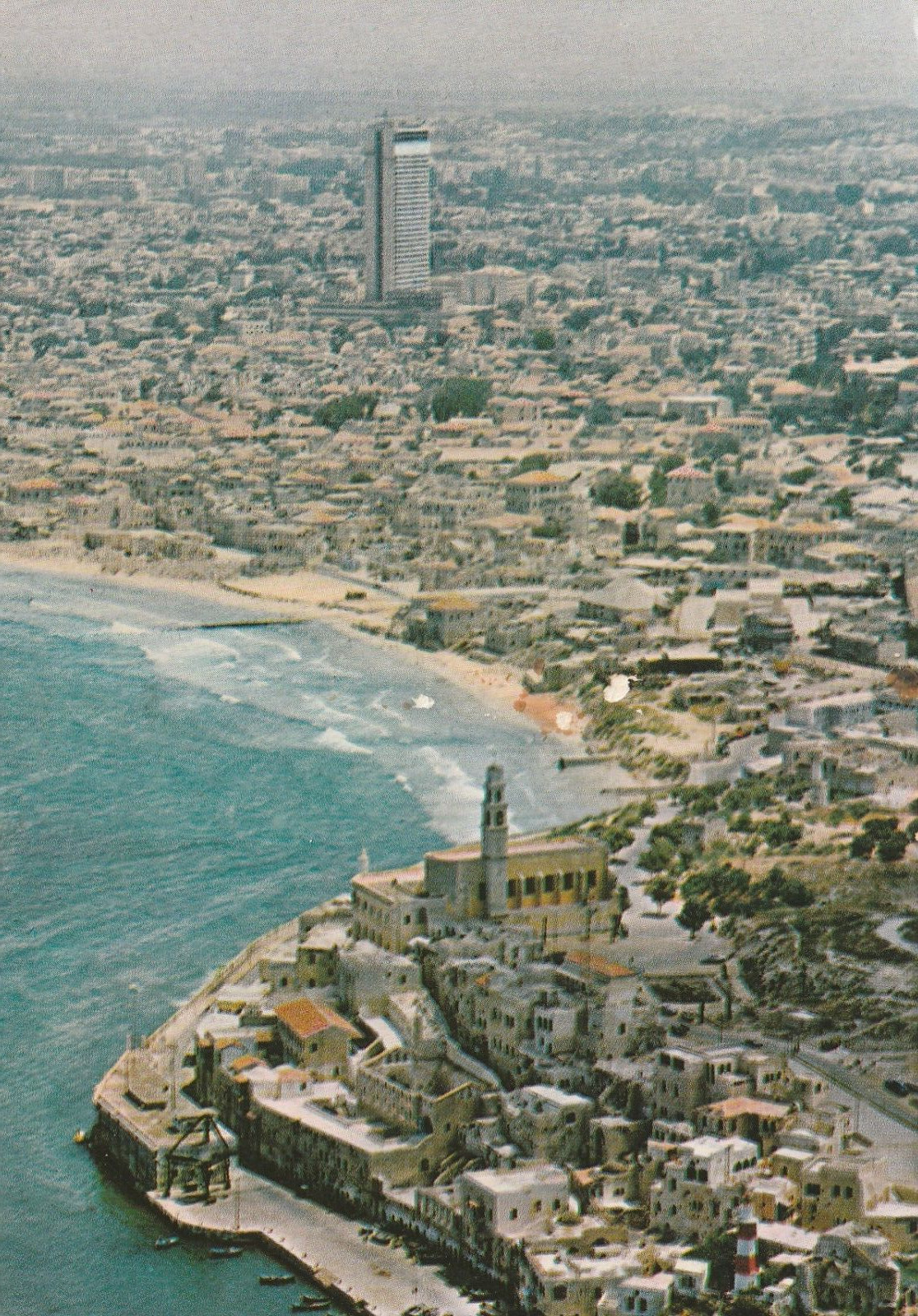 Vintage Postcard Tel-Aviv Israel Aerial Photograph Unposted
