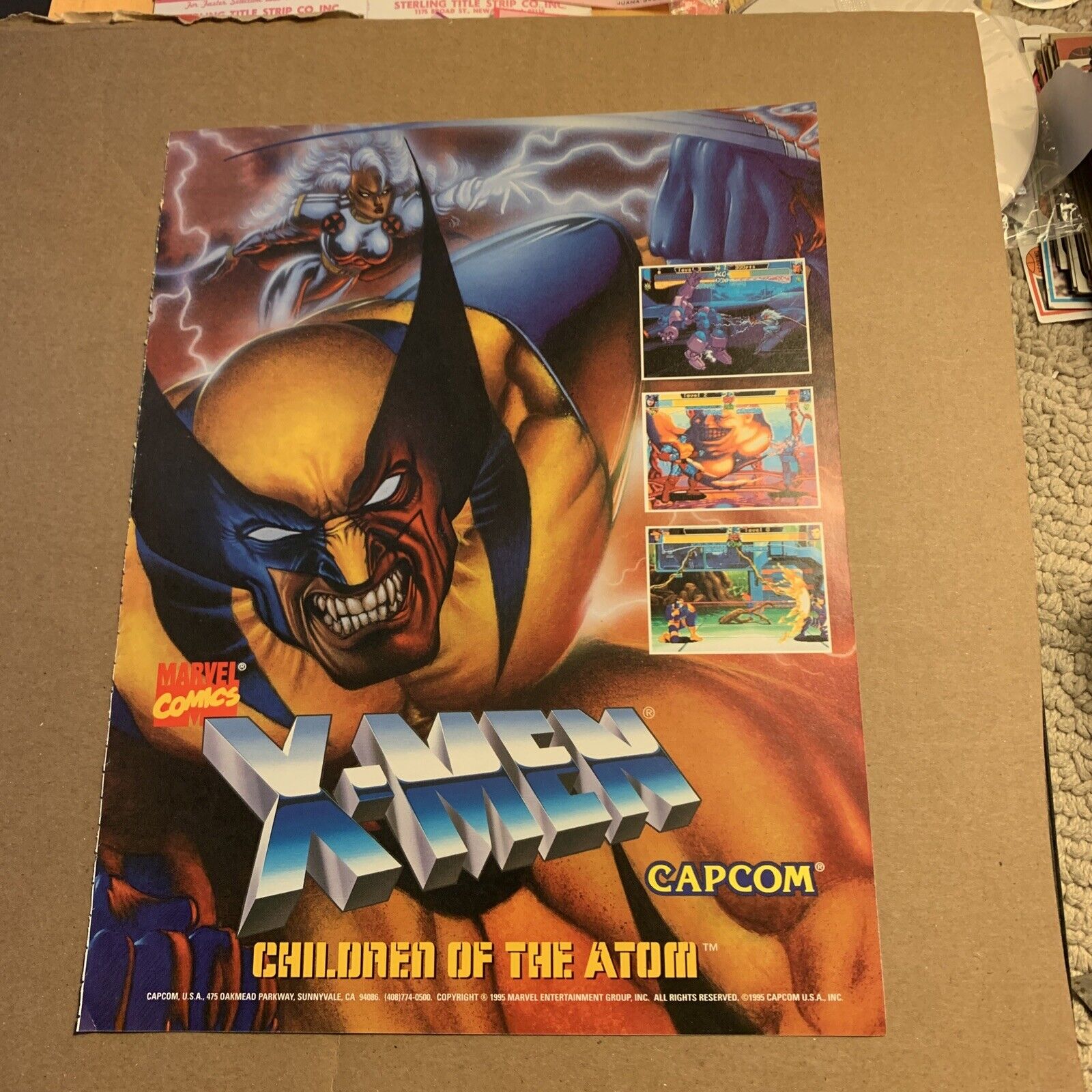 original 11-8” 1995 X/men Cota Capcom ARCADE video GAME FLYER AD