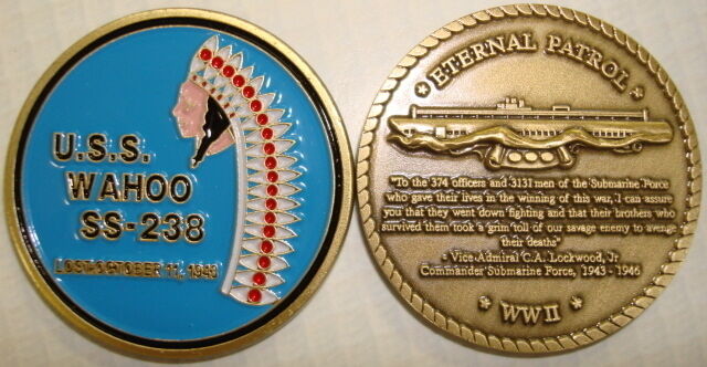 NAVY USS WAHOO SS-238 SUBMARINE MILITARY CHALLENGE COIN MADE IN USA