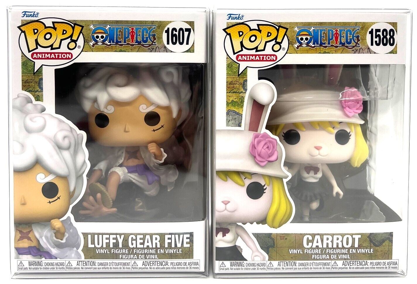 Funko Pop One Piece Luffy Gear Five #1607 & Carrot #1588 Common Ready to Ship