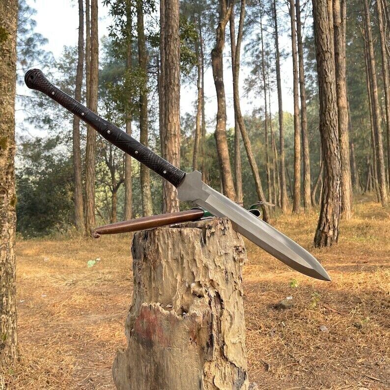 Custom Handmade Carbon Steel Blade Tactical Spear Sword | Hunting Sword Camping