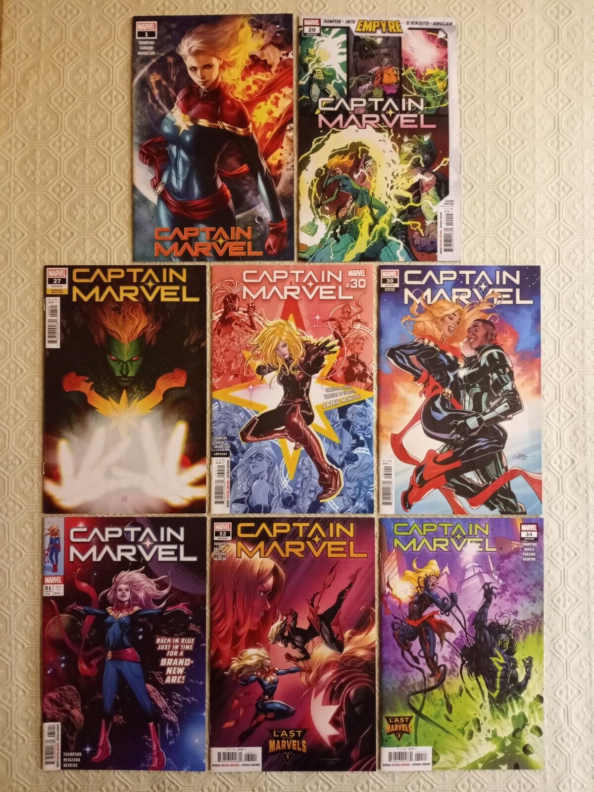 Captain Marvel 1 Variant Comic lot of 8 issues NM 2019 Marvel Comics MCU