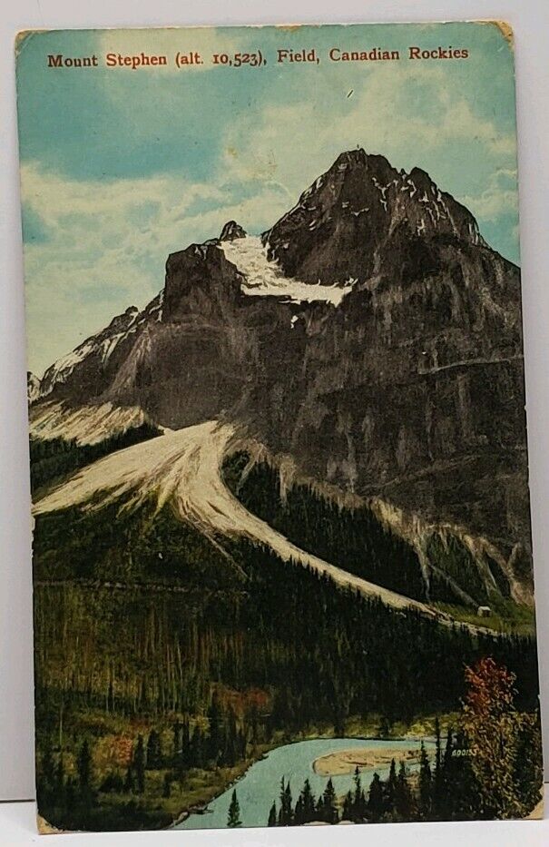 Canadian Rockies Mount Stephen Field PM Glacier to Morgan Minnesota Postcard G13