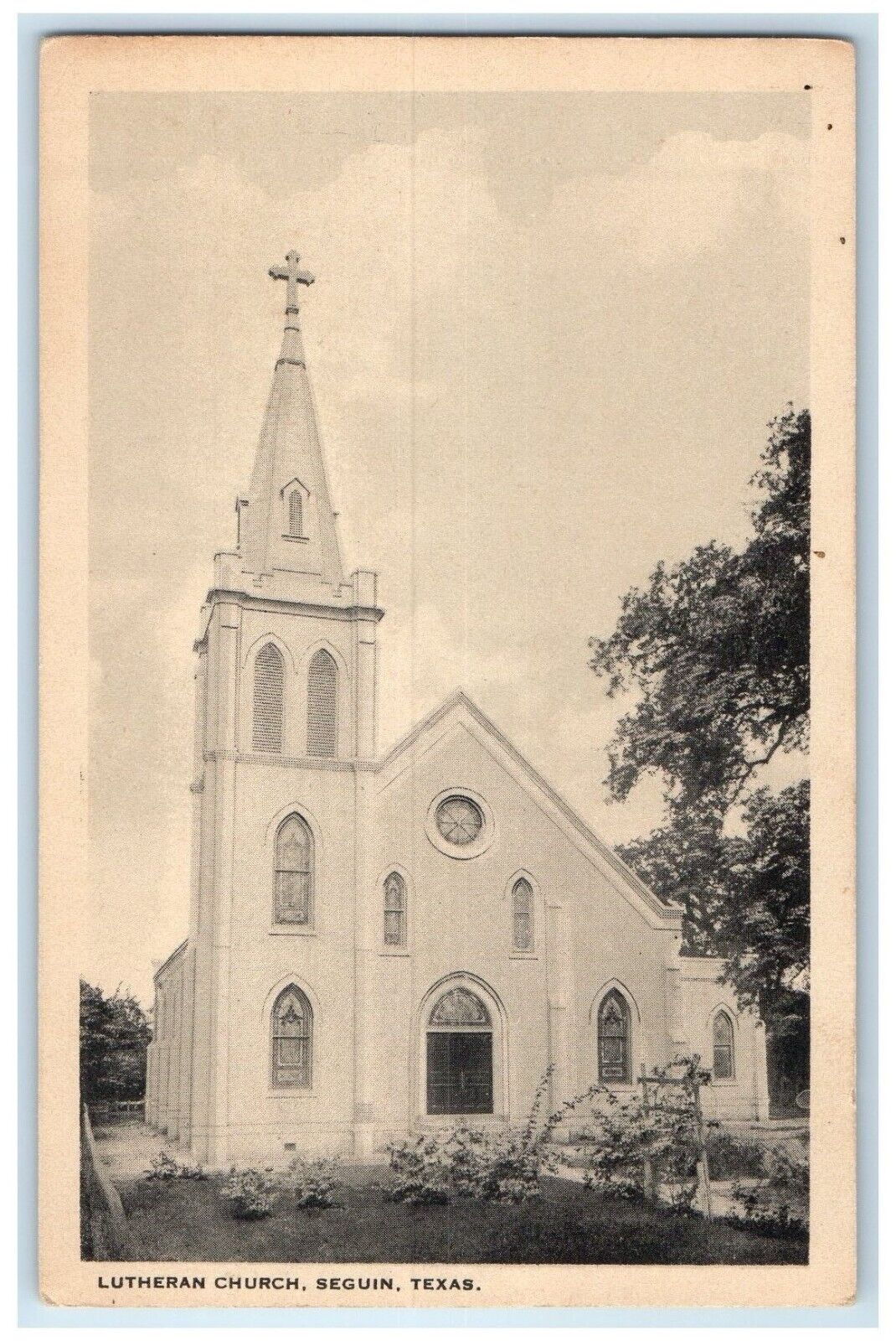 c1940 Lutheran Church Chapel Exterior Seguin Texas TX Vintage Antique Postcard