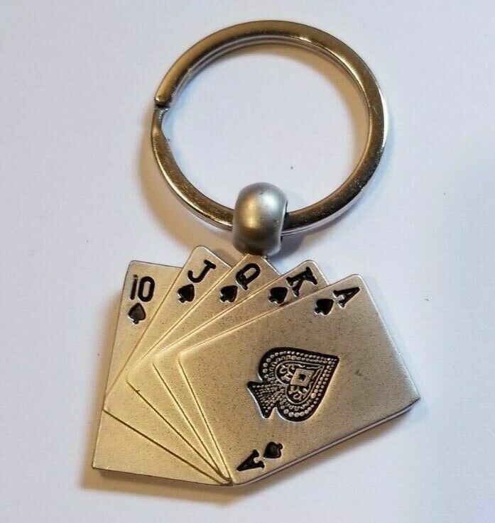 Creative Key Chain Ring Keyring Silver Aces Cards Keychain Pendant Gift Tool