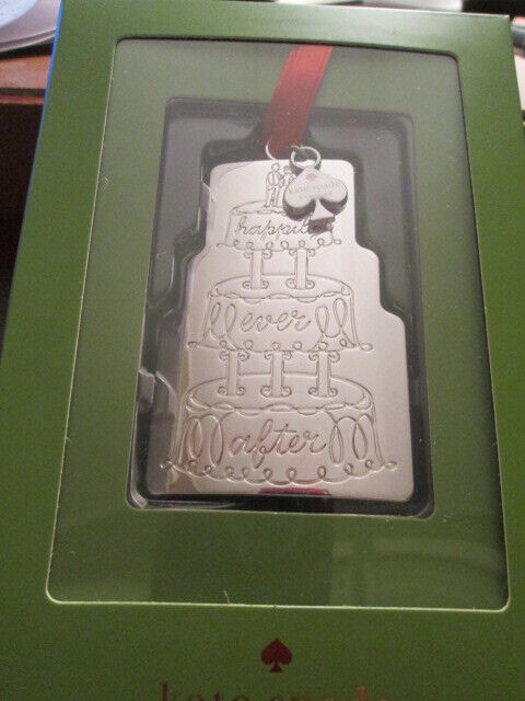 KATE SPADE LENOX $30 Silver-Plated HAPPILY EVER AFTER Wedding Cake Ornament NIB